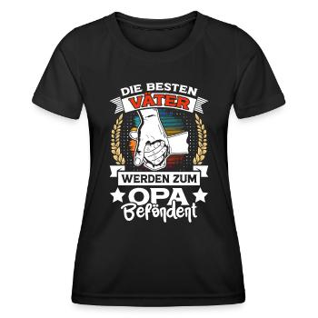 Opi DIE BESTEN VÄTER WERDEN ZUM OPA BEFÖRDERT - Frauen Funktions-T-Shirt - Schwarz - Vorne - AI Model Female 172 light (172cm)