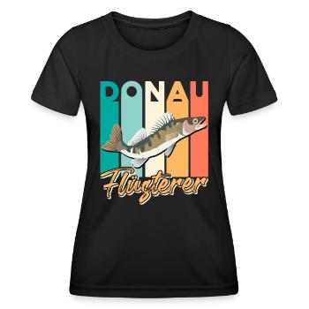 Angler ZANDER FLÜSTERER DONAU Lustiges Fischen - Frauen Funktions-T-Shirt - Schwarz - Vorne - AI Model Female 172 light (172cm)