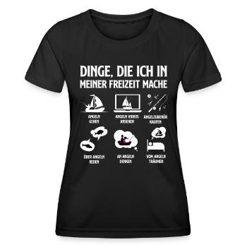 Angler DINGE DIE ICH IN MEINER FREIZEIT MACHE - Frauen Funktions-T-Shirt - Schwarz - Vorne - AI Model Female 172 light (172cm)
