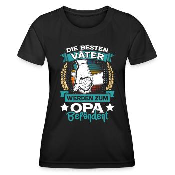 Opi DIE BESTEN VÄTER WERDEN ZUM OPA BEFÖRDERT - Frauen Funktions-T-Shirt - Schwarz - Vorne - AI Model Female 172 light (172cm)