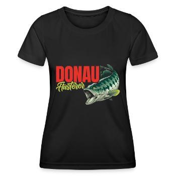 DONAU FLÜSTERER Angler Outfit Angeln Hobby - Frauen Funktions-T-Shirt - Schwarz - Vorne - AI Model Female 172 light (172cm)
