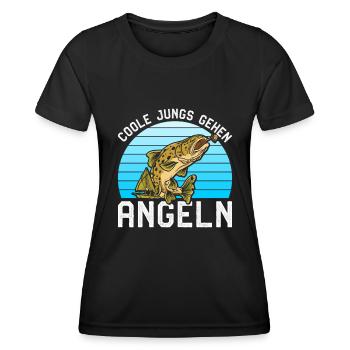 Angler Geburtstag COOLE JUNGS GEHEN ANGELN Lustig - Frauen Funktions-T-Shirt - Schwarz - Vorne - AI Model Female 172 light (172cm)