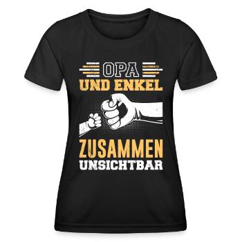 OPA UND ENKEL ZUSAMMEN UNSICHTBAR Lustiges - Frauen Funktions-T-Shirt - Schwarz - Vorne - AI Model Female 172 light (172cm)