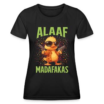 Karneval Party Köln ALAAF MADAFAKAS Lustiges - Frauen Funktions-T-Shirt - Schwarz - Vorne - AI Model Female 172 light (172cm)