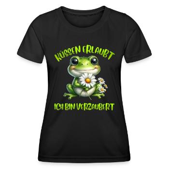 Karneval Frosch KÜSSEN ERLAUBT BIN VERZAUBERT - Frauen Funktions-T-Shirt - Schwarz - Vorne - AI Model Female 172 light (172cm)