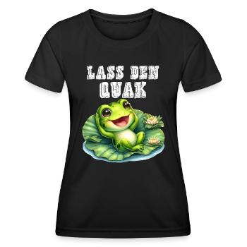 Froschkostüm LASS DEN QUACK Lustiges Karneval - Frauen Funktions-T-Shirt - Schwarz - Vorne - AI Model Female 172 light (172cm)