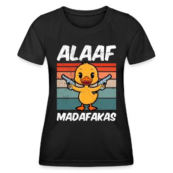 Karneval Party ALAAF MADAFAKAS Lustiges Kölner - Frauen Funktions-T-Shirt - Schwarz - Vorne - AI Model Female 172 light (172cm)