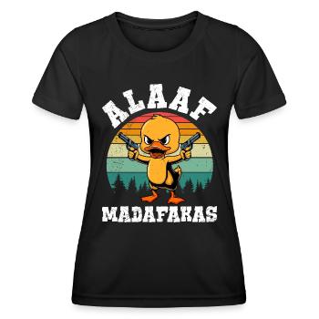 Karneval Party ALAAF MADAFAKAS Lustiges Kölner - Frauen Funktions-T-Shirt - Schwarz - Vorne - AI Model Female 172 light (172cm)