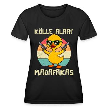 Karneval Köln KÖLLE ALAAF MADAFAKAS Lustiges - Frauen Funktions-T-Shirt - Schwarz - Vorne - AI Model Female 172 light (172cm)