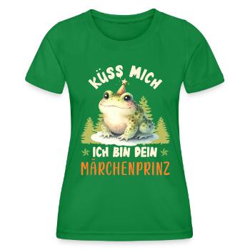 Karneval Kostüm KÜSS MICH BIN DEIN MÄRCHENPRINZ - Frauen Funktions-T-Shirt - Kelly Green - Vorne - AI Model Female 172 dark (172cm)
