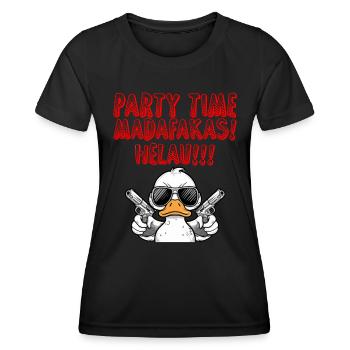 Entenkostüm PARTY TIME MADAFAKAS HELAU!! - Frauen Funktions-T-Shirt - Schwarz - Vorne - AI Model Female 172 light (172cm)