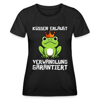 Karneval KÜSSEN ERLAUBT VERWANDLUNG GARANTIERT - Frauen Funktions-T-Shirt - Schwarz - Vorne - AI Model Female 172 light (172cm)