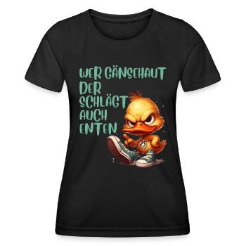 Entenkostüm WER GÄNSEHAUT DER SCHLÄGT AUCH - Frauen Funktions-T-Shirt - Schwarz - Vorne - AI Model Female 172 light (172cm)