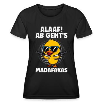 Karneval ALAAF AB GEHT'S MADAFAKAS Lustiges - Frauen Funktions-T-Shirt - Schwarz - Vorne - AI Model Female 172 light (172cm)