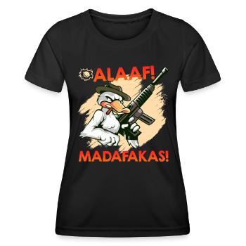 Karneval Enten ALAAF MADAFAKAS Lustiges Kölner - Frauen Funktions-T-Shirt - Schwarz - Vorne - AI Model Female 172 light (172cm)