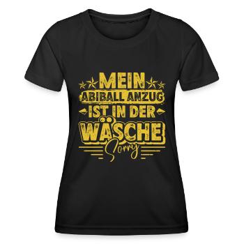 Abitur MEIN ABIBALL ANZUG IST IN DER WÄSCHE Lustig - Frauen Funktions-T-Shirt - Schwarz - Vorne - AI Model Female 172 light (172cm)