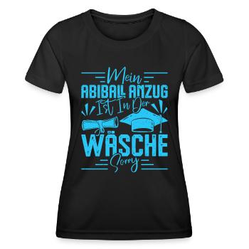 Abitur MEIN ABIBALL ANZUG IST IN DER WÄSCHE Lustig - Frauen Funktions-T-Shirt - Schwarz - Vorne - AI Model Female 172 light (172cm)