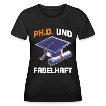 PH.D UND FABELHAFT Doktorand Lustiges - Frauen Funktions-T-Shirt - Schwarz - Vorne - AI Model Female 172 light (172cm)