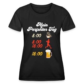 Läufer MEIN PERFEKTER TAG Laufen Lustiges - Frauen Funktions-T-Shirt - Schwarz - Vorne - AI Model Female 172 light (172cm)