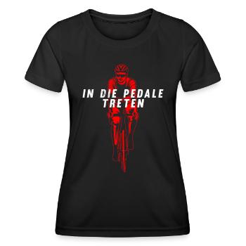 Radfahrer IN DIE PEDALE TRETEN Radeln Lustiges - Frauen Funktions-T-Shirt - Schwarz - Vorne - AI Model Female 172 light (172cm)