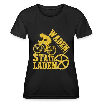 Radfahrer WADEN STATT LADEN Radeln Lustiges - Frauen Funktions-T-Shirt - Schwarz - Vorne - AI Model Female 172 light (172cm)