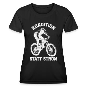 Radler KONDITION STATT STROM Radeln Lustiges - Frauen Funktions-T-Shirt - Schwarz - Vorne - AI Model Female 172 light (172cm)