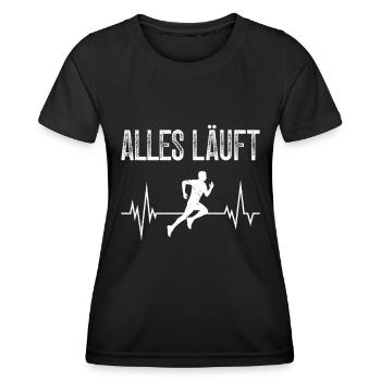 Läufer ALLES LÄUFT Laufen Marathon Lustiges - Frauen Funktions-T-Shirt - Schwarz - Vorne - AI Model Female 172 light (172cm)
