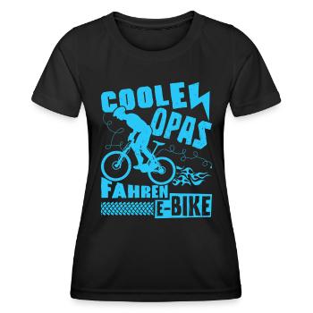 E-Bike COOLE OPAS FAHREN E-BIKE Fahrer Lustiges - Frauen Funktions-T-Shirt - Schwarz - Vorne - AI Model Female 172 light (172cm)