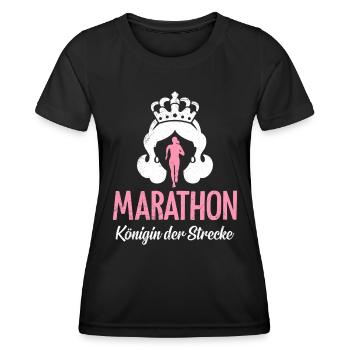 MARATHON KÖNIGIN DER STRECKE Läuferin Lustiges - Frauen Funktions-T-Shirt - Schwarz - Vorne - AI Model Female 172 light (172cm)