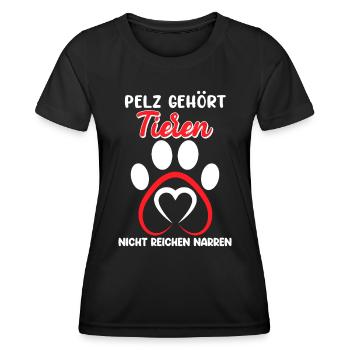 Tierschutz PELZ GEHÖRT TIEREN Lustiges - Frauen Funktions-T-Shirt - Schwarz - Vorne - AI Model Female 172 light (172cm)