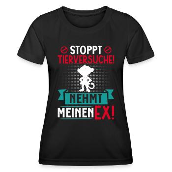 Tierschutz STOPPT TIERVERSUCHE NEHMT MEINEN EX - Frauen Funktions-T-Shirt - Schwarz - Vorne - AI Model Female 172 light (172cm)