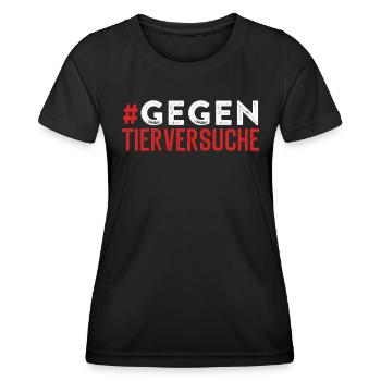 Tierschutz GEGEN TIER VERSUCHE LUSTIG - Frauen Funktions-T-Shirt - Schwarz - Vorne - AI Model Female 172 light (172cm)