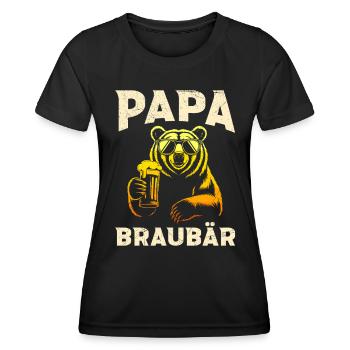 Bierfan PAPA BRAUBÄR Werdender Vater Lustig - Frauen Funktions-T-Shirt - Schwarz - Vorne - AI Model Female 172 light (172cm)