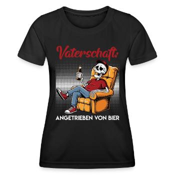 Zukünftiger Vater VATERSCHAFT ANGETRIEBEN VON BIER - Frauen Funktions-T-Shirt - Schwarz - Vorne - AI Model Female 172 light (172cm)