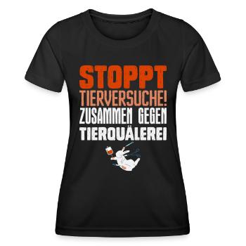 Tierschutz STOPPT TIERVERSUCHE ZUSAMMEN GEGEN - Frauen Funktions-T-Shirt - Schwarz - Vorne - AI Model Female 172 light (172cm)