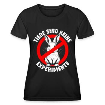 Tierschutz ANIMALS ARE NOT EXPERIMENTS Lustig - Frauen Funktions-T-Shirt - Schwarz - Vorne - AI Model Female 172 light (172cm)