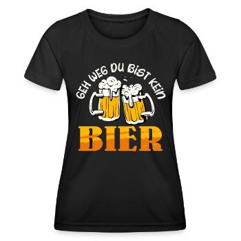 Bierfan GEH WEG DU BIST KEIN BIER Lustiges - Frauen Funktions-T-Shirt - Schwarz - Vorne - AI Model Female 172 light (172cm)
