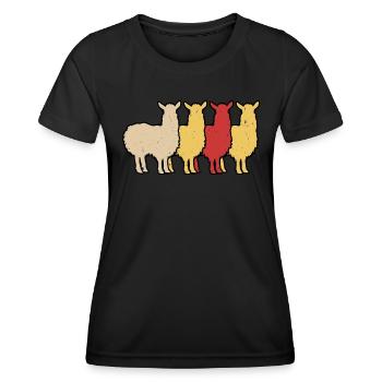 Alpaka Fan ALPAKA Fanartikel Lama Lustiges - Frauen Funktions-T-Shirt - Schwarz - Vorne - AI Model Female 172 light (172cm)