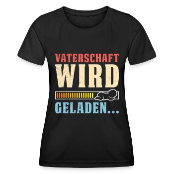 VATERSCHAFT WIRD GELADEN Lustiges - Frauen Funktions-T-Shirt - Schwarz - Vorne - AI Model Female 172 light (172cm)