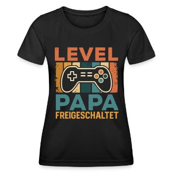 Bald Papa LEVEL PAPAFREIGESCHALTET LUSTIG - Frauen Funktions-T-Shirt - Schwarz - Vorne - AI Model Female 172 light (172cm)