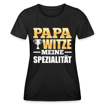 Zukünftiger Vater PAPA WITZE MEINE SPEZIALITÄT - Frauen Funktions-T-Shirt - Schwarz - Vorne - AI Model Female 172 light (172cm)