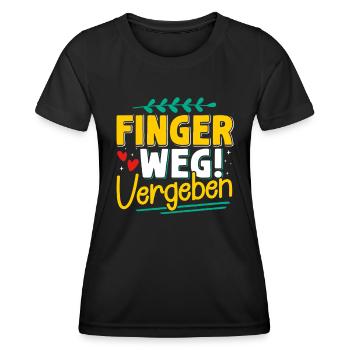 Malle FINGER WEG VERGEBEN Lustiges - Frauen Funktions-T-Shirt - Schwarz - Vorne - AI Model Female 172 light (172cm)
