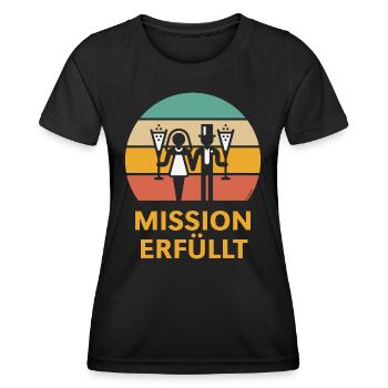 Mission Erfüllt (Hochzeit Sekt Sunset / 5C) - Frauen Funktions-T-Shirt - Schwarz - Vorne - AI Model Female 172 light (172cm)