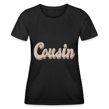 Idée cadeau de la famille Cousin - T-shirt sport Femme - noir - Devant - AI Model Female 172 light (172cm)