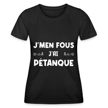 Je M'en Fous J'ai Pétanque - T-shirt sport Femme - noir - Devant - AI Model Female 172 light (172cm)