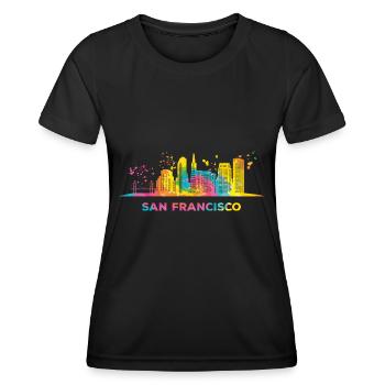 Skyline de San Franciscain San Francisco - T-shirt sport Femme - noir - Devant - AI Model Female 172 light (172cm)