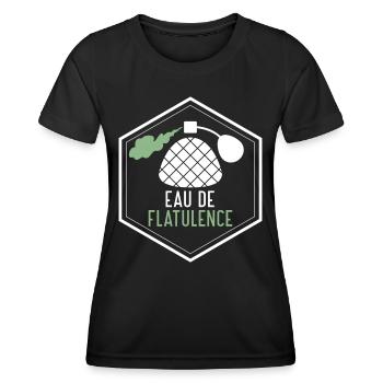 Eau De Flatulence - Furz Geschenk Furzen - Frauen Funktions-T-Shirt - Schwarz - Vorne - AI Model Female 172 light (172cm)