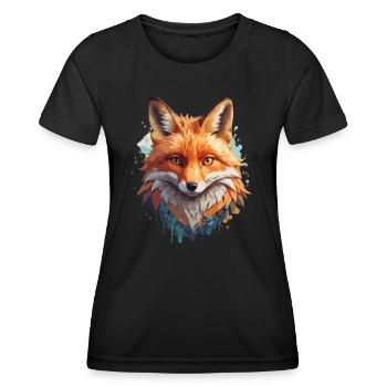 Fox Cartoon Portrait Cool Colorful - Women's Functional T-Shirt - black - Front - AI Model Female 172 light (172cm)