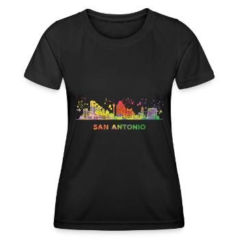 San Antonian Skyline San Antonio - Women's Functional T-Shirt - black - Front - AI Model Female 172 light (172cm)