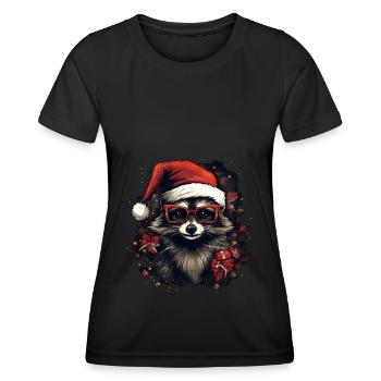 Santa Claus Waschbär - Frauen Funktions-T-Shirt - Schwarz - Vorne - AI Model Female 172 light (172cm)